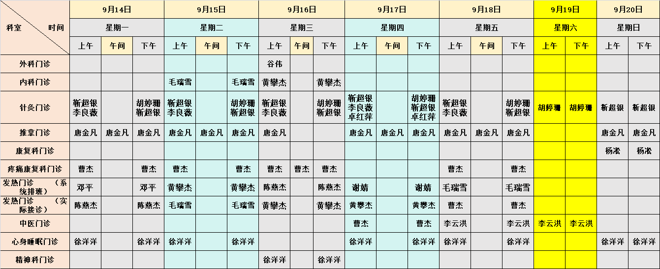 门诊排班